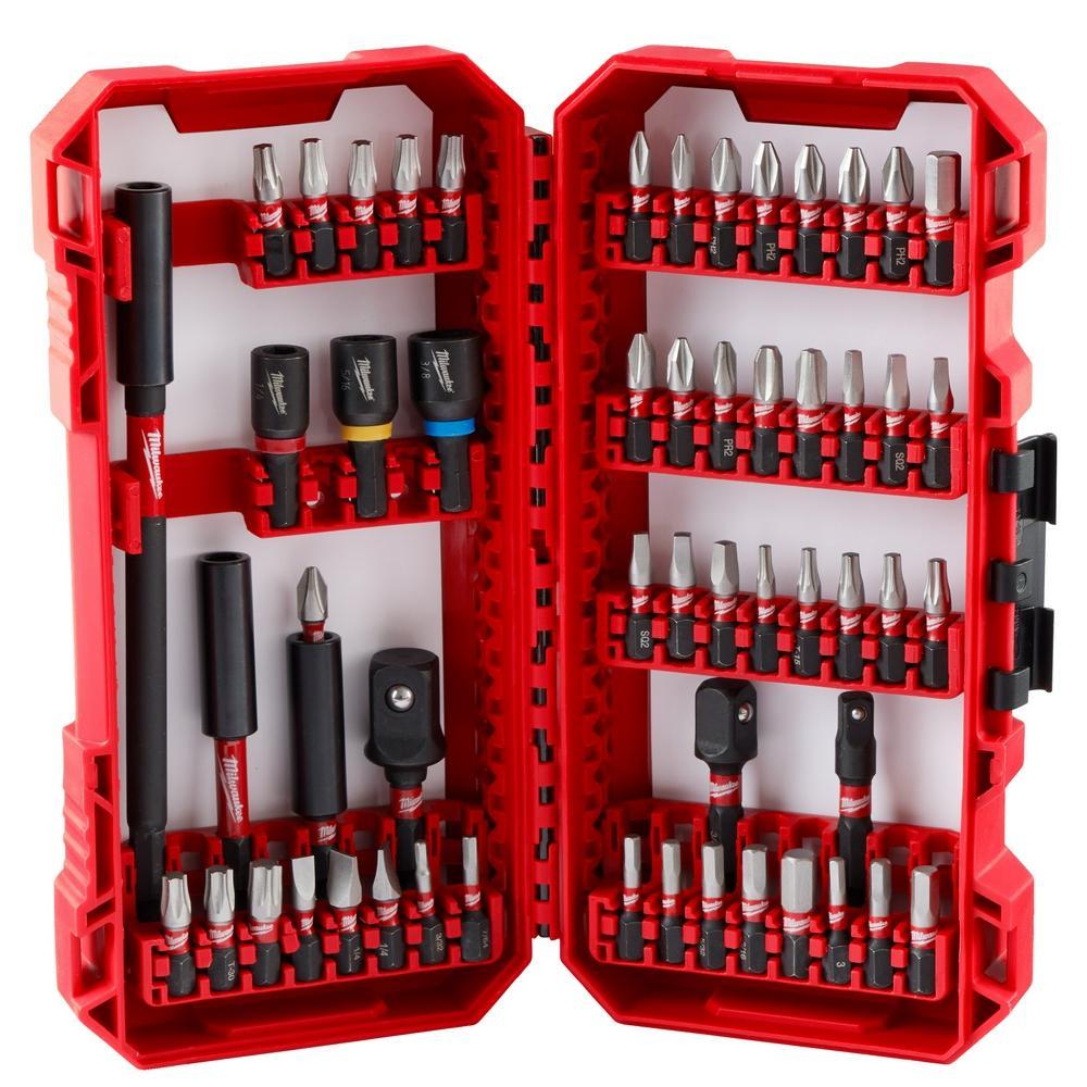 Milwaukee 48324096 SHOCKWAVE Impact Duty 55PC Driver Bit Set, Alloy Steel, Wear Guard Tip