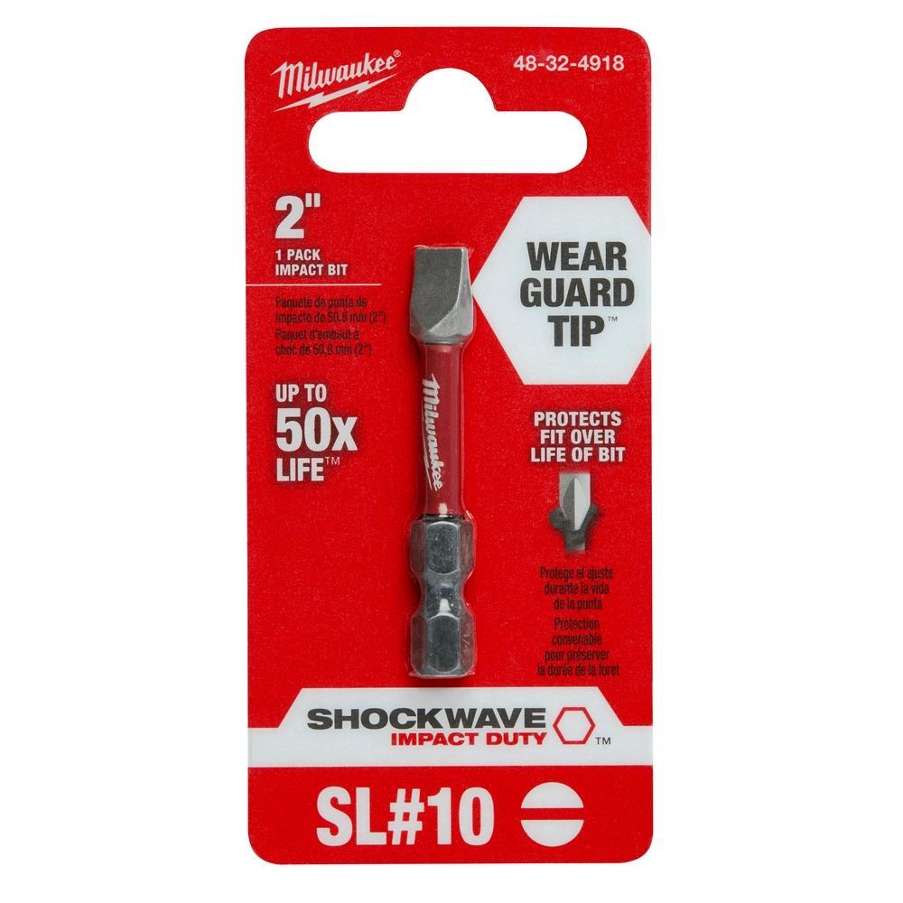 Milwaukee SHOCKWAVE Impact Duty 48-32-4918 Impact Power Bit, 1/4 in Slotted Point, 2 in OAL, 1/4 in, Steel