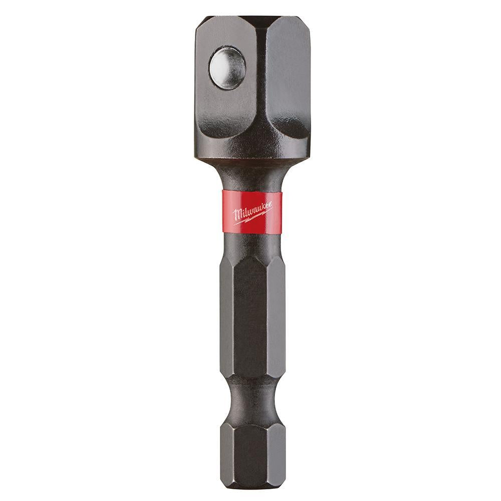 Milwaukee SHOCKWAVE 48-32-5731 Impact Duty Socket Adapter, Hex x Square Drive, 1/4 in Male Drive, 3/8 in Female Drive, Female x Male Adapter, Proprietary Steel