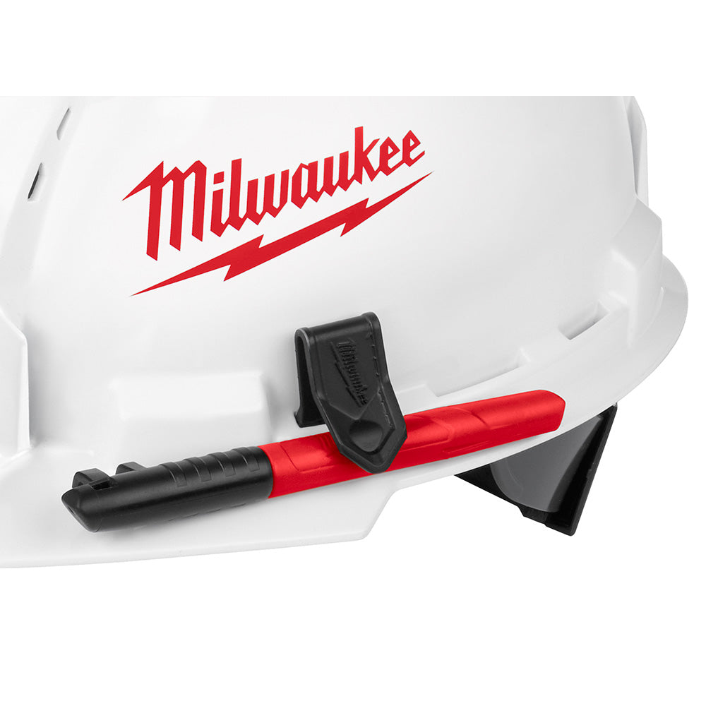 Milwaukee 48-73-1000 Front Brim Vented Hard Hat With BOLT Accessories, Polyethylene, Ratchet Suspension, ANSI Electrical Class Rating: Class C, ANSI Impact Rating: ANSI/ISEA Z89.1 Type I, Large Logo Graphics, Quick Adjustment