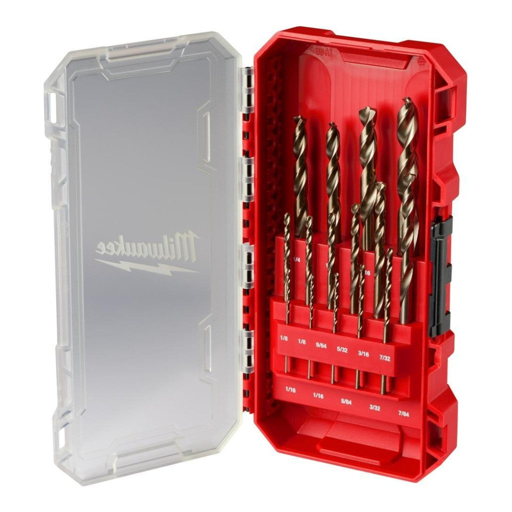 Milwaukee 48892370 RED HELIX Cobalt Drill Bit Set, 15-Piece, 1/16 in. - 1/2 in., with Case