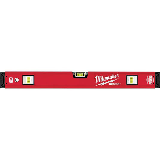 Milwaukee REDSTICK MLBXM24 Magnetic Box Level, 24 in L, 3 Vials, Aluminum, (1) Level/(2) Plumb Vial Position, 0.0005 in/in Accuracy