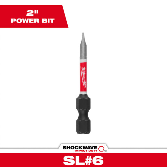Milwaukee SHOCKWAVE Impact Duty 48-32-4916 Impact Power Bit, 1/8 in Slotted Point, 2 in OAL, 1/4 in, Steel