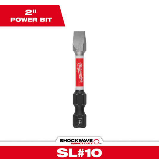 Milwaukee SHOCKWAVE Impact Duty 48-32-4918 Impact Power Bit, 1/4 in Slotted Point, 2 in OAL, 1/4 in, Steel