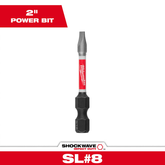 Milwaukee SHOCKWAVE Impact Duty 48-32-4919 Impact Power Bit, 3/16 in Slotted Point, 2 in OAL, 1/4 in, Steel