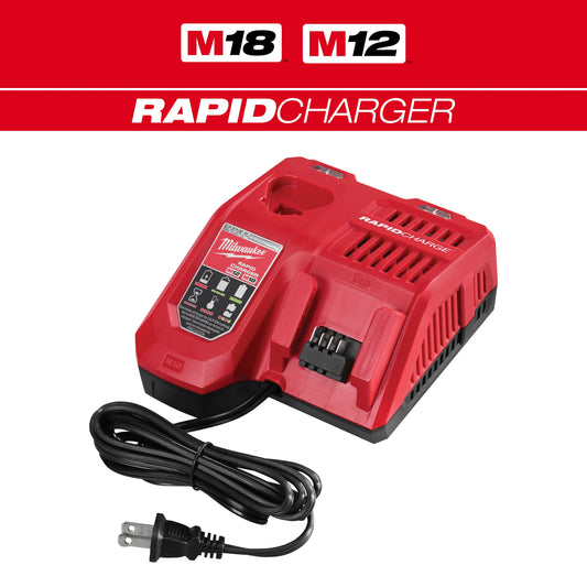 Milwaukee M18 & M12 48-59-1808 Rapid Charger, For Use With M12 and M18 Battery, Li-Ion Battery, 1 Battery