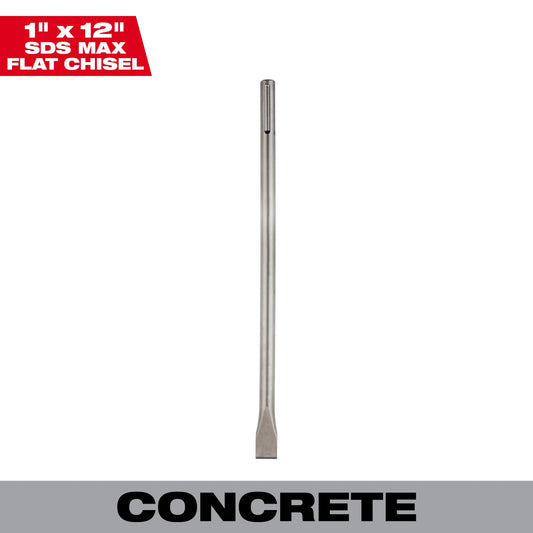 Milwaukee 48-62-4079 Flat Chisel, 18 mm SDS Max Shank, 1 in W Blade, 11 in OAL