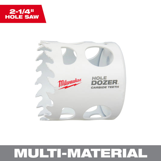 Milwaukee HOLE DOZER 49-56-0724 Hole Saw With Carbide Teeth, 2-1/4 in Dia, 1.62 in D Cutting, Carbide Cutting Edge, 5/8-18 Arbor