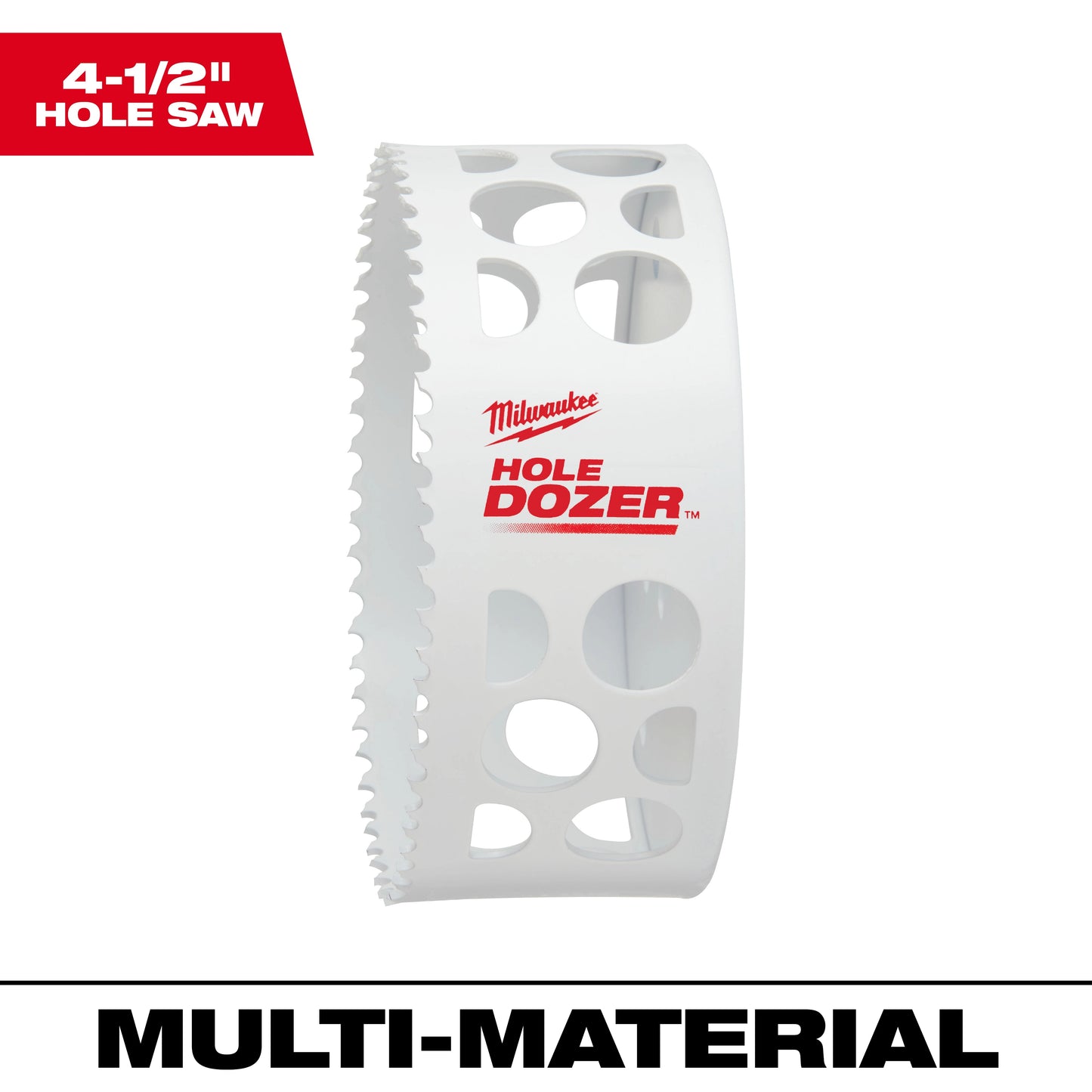 Milwaukee HOLE DOZER 49-56-9649 Hole Saw, 4-1/2 in Dia, 1-5/8 in D Cutting, Bi-Metal/8% Cobalt Cutting Edge