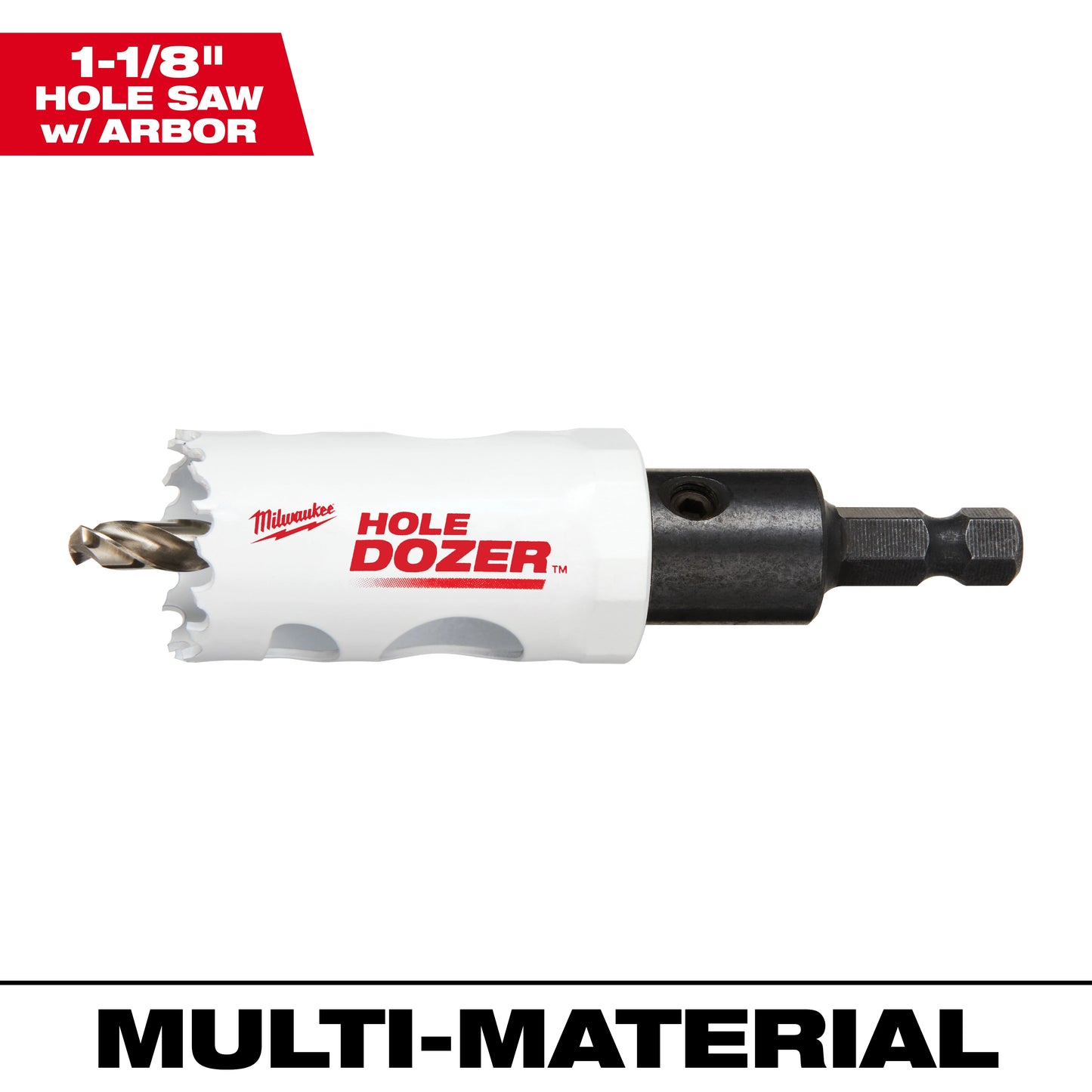 Milwaukee HOLE DOZER 49-56-9663 Hole Saw, 1-1/8 in Dia, 1-5/8 in D Cutting, Bi-Metal/8% Cobalt Cutting Edge
