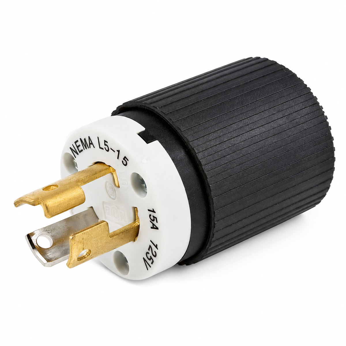Pass & Seymour L515P Turnlok Locking Plug, 125 V 15 A, 2-Pole 3-Wire, Black/White