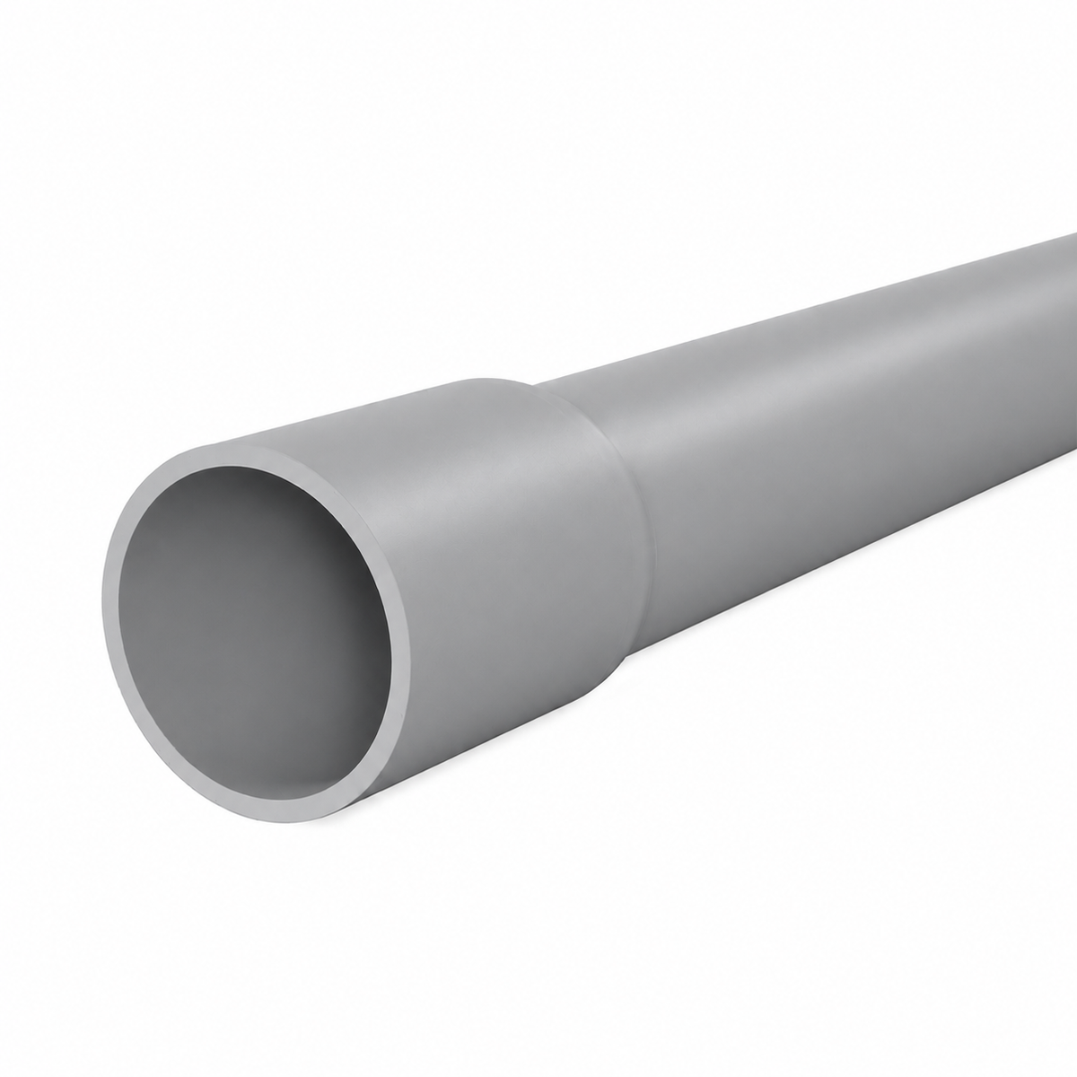 PVC Electrical Conduit, 1-1/2 in. Trade Size, Schedule 40, Gray, 10 ft., Bell End
