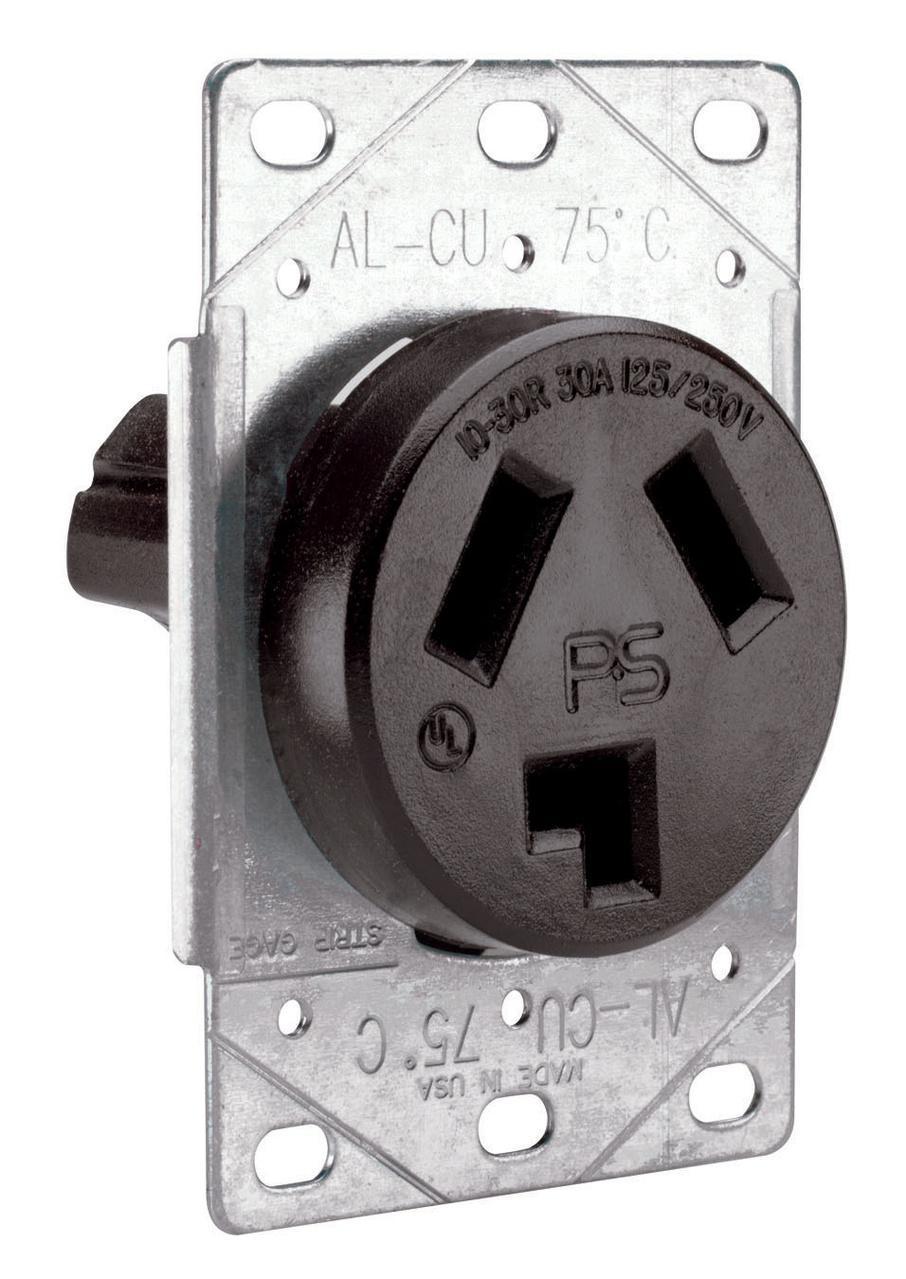 3860 Non-Grounding Straight Blade Receptacle, 125/250 VAC, 30 A, 3 Poles, 3 Wires, Black