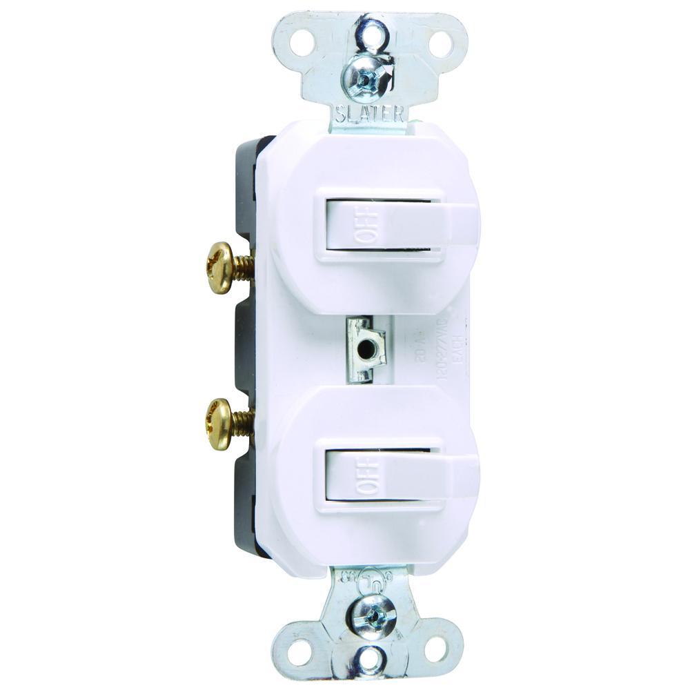 670WG Self-Grounding Toggle Switch, 120 V 15 A, White