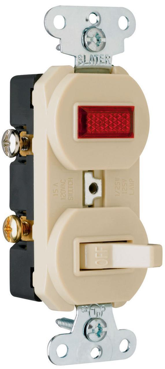 692IG Grounding Combination Switch/Receptacle, 120/125 VAC, 15 A