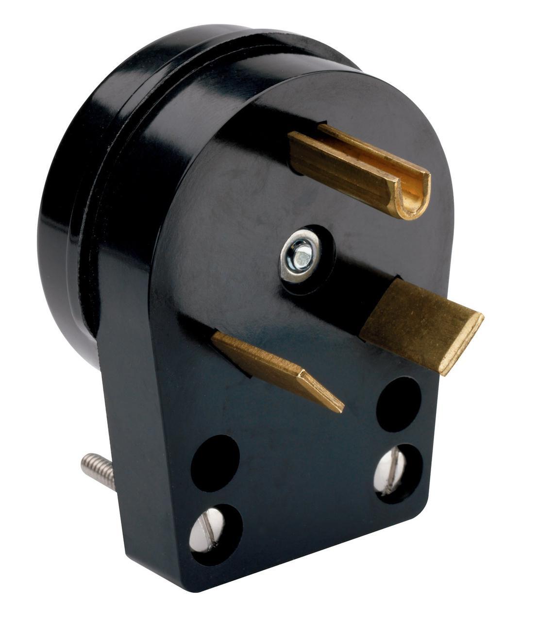 83-CC4 Plug and Connector, 125 VAC, 30 A, 2 Poles, 3 Wires, Black