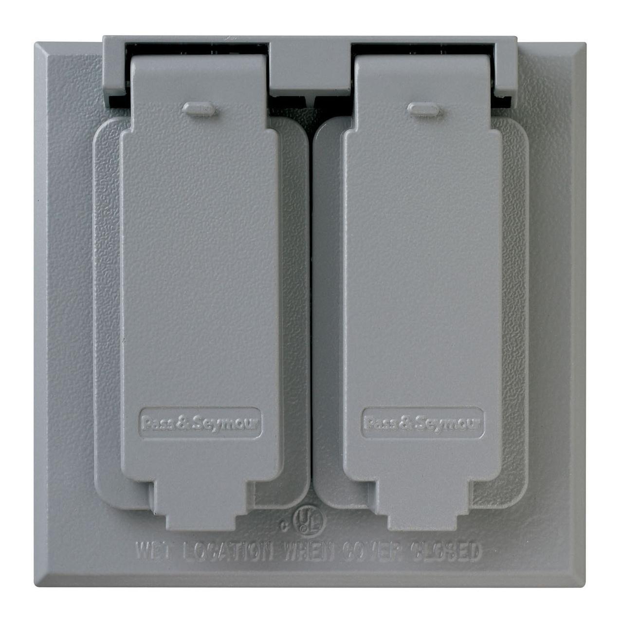 CA82G 2-Duplex Receptacle Heavy Duty Weatherproof Cover, 4.6 in L x 4.58 in W, Die Cast Aluminum