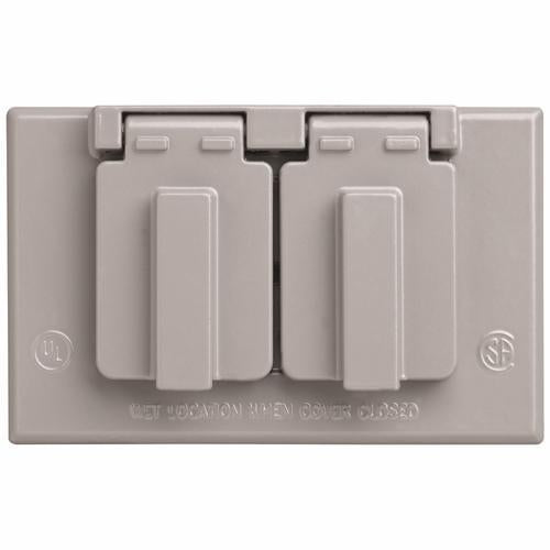 CA8GH Duplex Heavy Duty Receptacle Weatherproof Cover With (2) Self Closing Lid, 4-3/4 in L x 4.57 in W, Die Cast Zinc