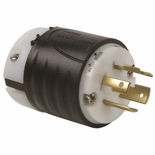 Turnlok L1520-P Locking Plug, 250 VAC, 20 A, 2 Poles, 3 Wires, Black/White