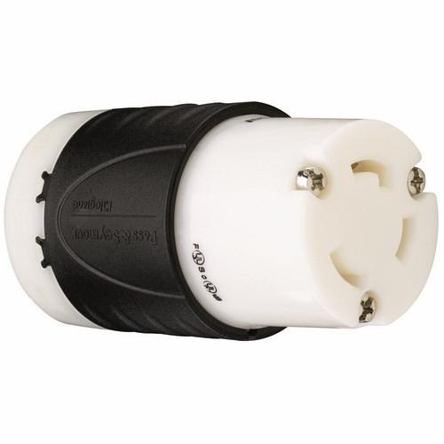 Turnlok L530-C Locking Connector, 125 VAC, 30 A, 2 Poles, 3 Wires, Black/White