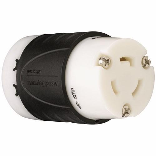 Turnlok L620-C Locking Connector, 250 VAC, 20 A, 2 Poles, 3 Wires, Black/White