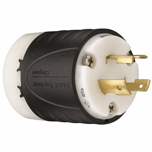 Turnlok L620-P Locking Plug, 250 VAC, 20 A, 2 Poles, 3 Wires, Black/White