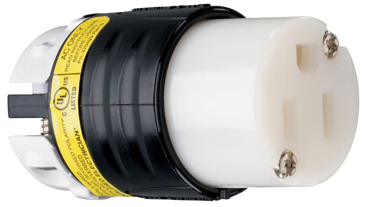 PS5269-XGCM Straight Blade Connector, 125 VAC, 15 A, 2 Poles, 3 Wires, Black/White