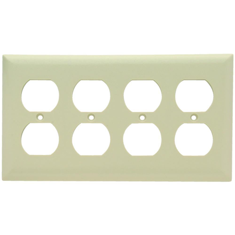 Sierraplex SP84I SP Series Standard Receptacle Wall Plate, 4 Gangs, 5 in, Thermoplastic, Ivory