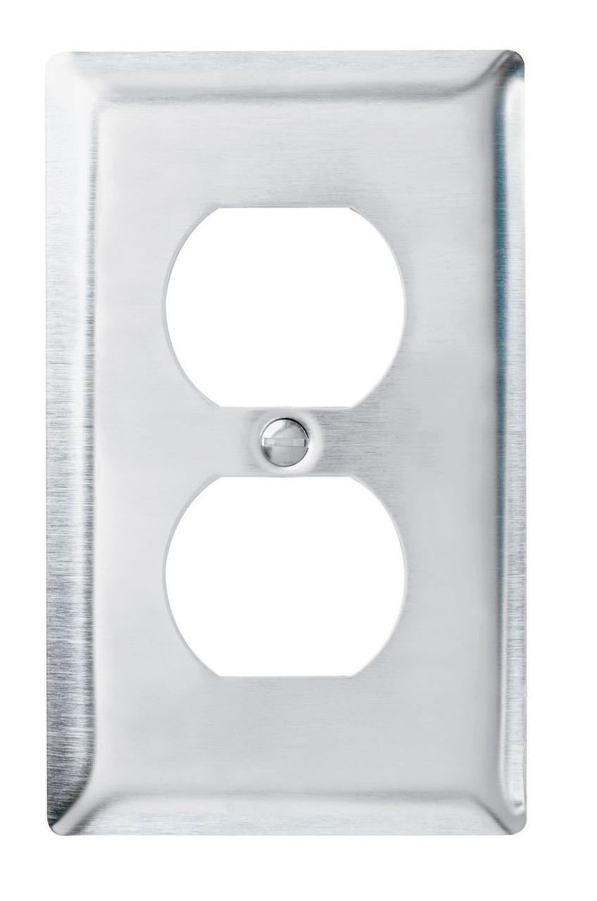 SS8 Standard Receptacle Wall Plate, 1 Gangs, 7.8 in, 302 Stainless Steel
