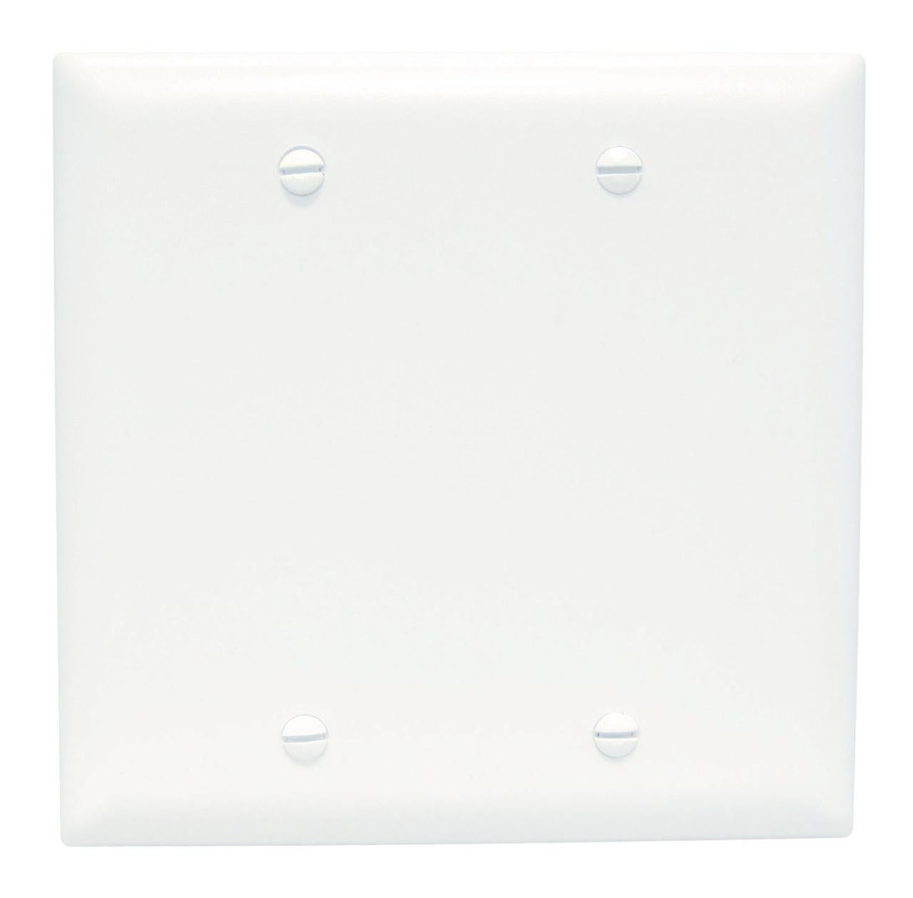 TradeMaster TP23W TP Series Standard Blank Wall Plate, 2 Gangs, 4.7 in, Thermoplastic, White