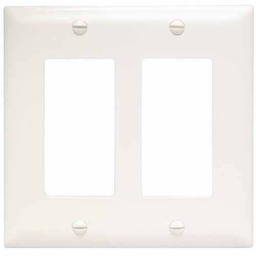 TradeMaster TP262W Standard Wall Plate, 2 Gangs, 4-3/4 in W x 4.7 in H, Thermoplastic, White