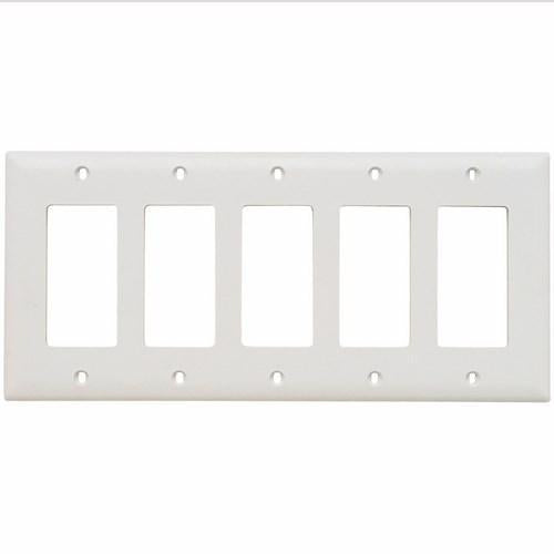 TradeMaster TP265W Standard Wall Plate, 5 Gangs, 10.188 in W x 4.7 in H, Nylon/Thermoplastic, White