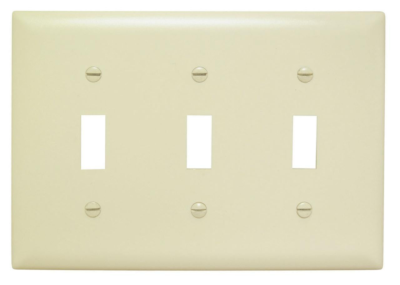 TradeMaster TP3I Standard Wall Plate, 3 Gangs, 6-3/8 in W x 4.7 in H, Thermoplastic, Ivory
