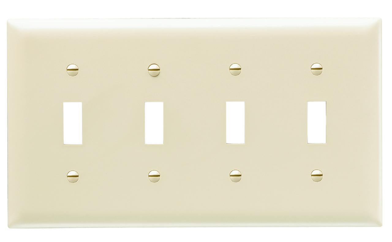 TradeMaster TP4I Standard Wall Plate, 4 Gangs, 8-1/8 in W x 4.7 in H, Thermoplastic, Ivory