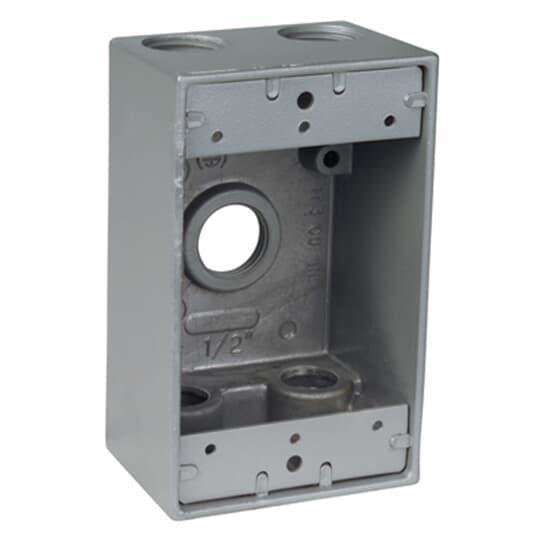 IH5-1-LM Universal Weatherproof Box With Mounting Lug, Die Cast Aluminum, 19 cu-in Capacity, 1 Gangs, 5 Outlets, 4-9/16 in H x 2-13/16 in W x 2 in D