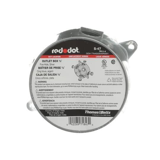 S47 5-Hole Round Weatherproof Box, ½″ Hubs, Aluminum