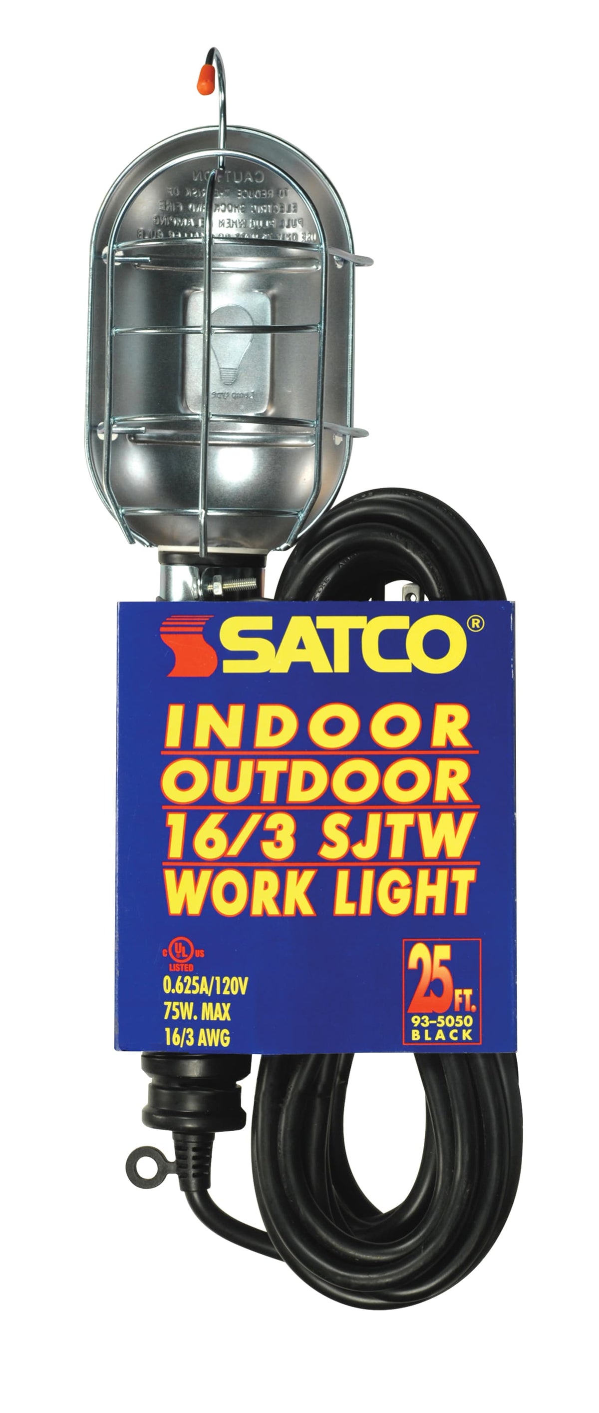 SATCO® S935050 Black Metal Trouble Light with Cage