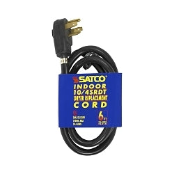 93-5029 Heavy Duty SRDT Round Replacement Dryer Cord, 125 to 250 VAC, 6 ft L Cord, 10 to 4 AWG Conductor