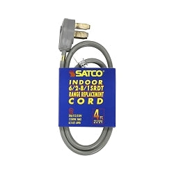 93-5036 SRDT Flat Replacement Range Cord, 125 to 250 VAC, 4 ft L Cord, 6/2 to 8/1 AWG Conductor