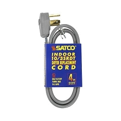 93-5039 Flat Heavy Duty SRDT Replacement Dryer Cord, 125 to 250 VAC, 4 ft L Cord, 10 to 3 AWG Conductor