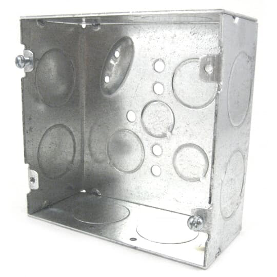 72171-3/4-1 Outlet Box, Steel, 42 cu-in Capacity, (1) Outlets, (16) Knockouts, 4-11/16 in H x 4-11/16 in W x 2-1/8 in D