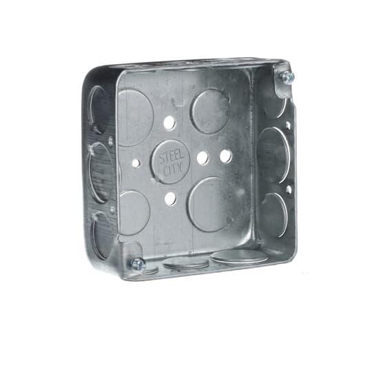 52151-1/2-3/4 Outlet Box, Steel, 21 cu-in Capacity, (1) Outlets, (17) Knockouts, 4 in H x 4 in W x 1-1/2 in D