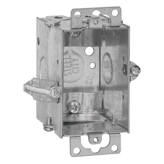 LXWOWC-20R Gangable Switch Box With Knockout, Steel, 12.5 cu-in Capacity, 1 Outlets, 2 in W x 2-1/2 in D x 3 in H