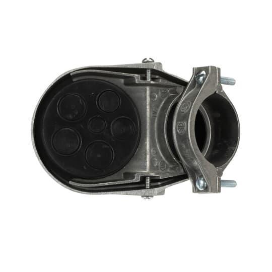 SH-105 Clamp-On Service Cable Cap, 1-1/2 in, (6) 19/32 in, 7/16 in, 5/8 in Hole, For Use With EMT/Rigid/IMC Conduits, Aluminum