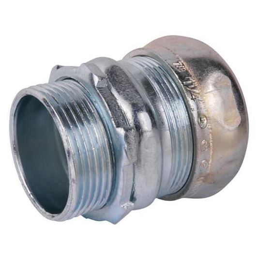 Steel City® TC115A EMT Compression Connector (TC115A), 1-1/2 in, Non-Insulated, Zinc Plated Steel