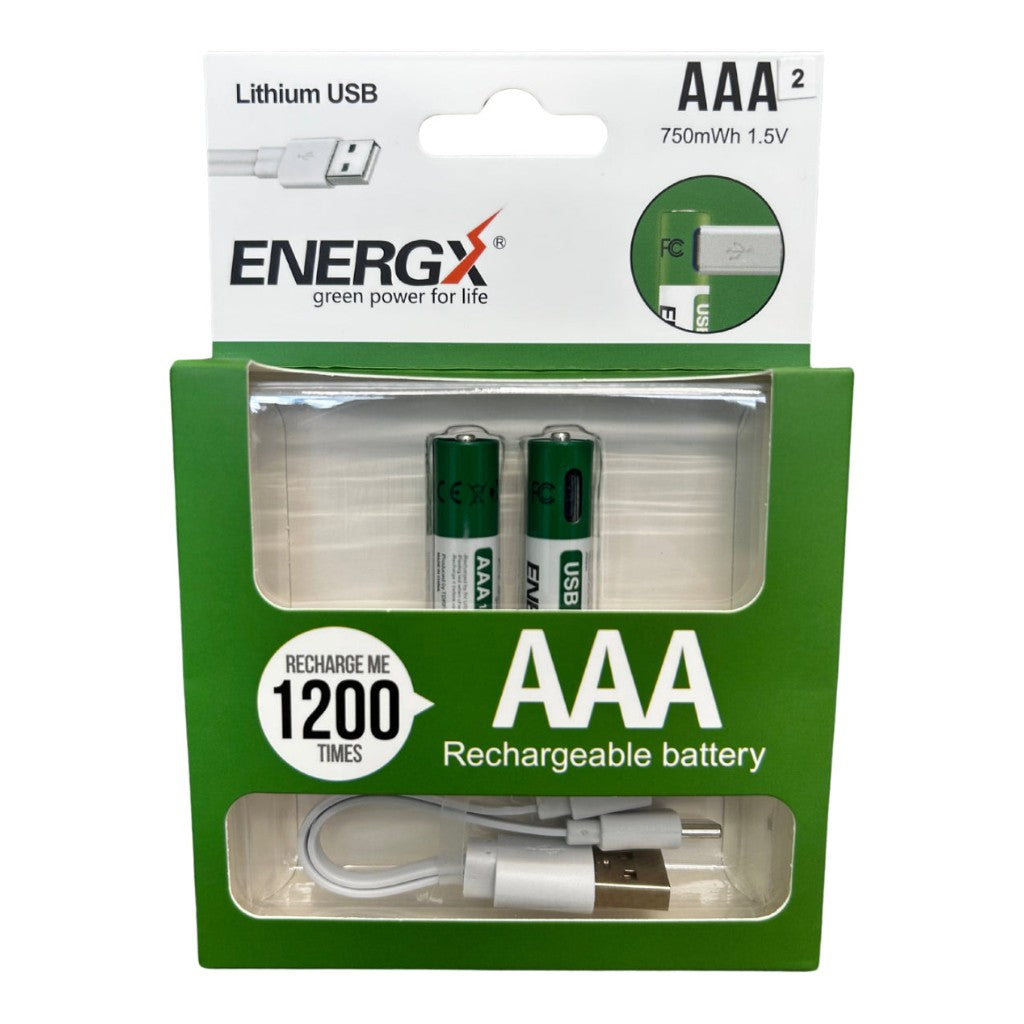 Energx EANN2 Lithium USB Rechargeable AAA Battery, 2-Pack