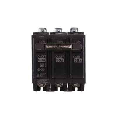 ABB Q-Line® THQB32050 Miniature Circuit Breaker, 120/240 VAC, 50 A, 10 kA Interrupt, 3 Poles, LI/Non-Interchangeable Thermal Magnetic Trip
