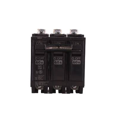 ABB Q-Line® THQB32060 Miniature Circuit Breaker, 120/240 VAC, 60 A, 10 kA Interrupt, 3 Poles, LI/Non-Interchangeable Thermal Magnetic Trip