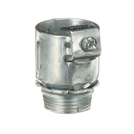 304 Cable Connector, 3/4 in Trade, 3/4 in Knockout, 0.906 to 1.093 in Cable Openings, Malleable Iron, Electro-Zinc Plated
