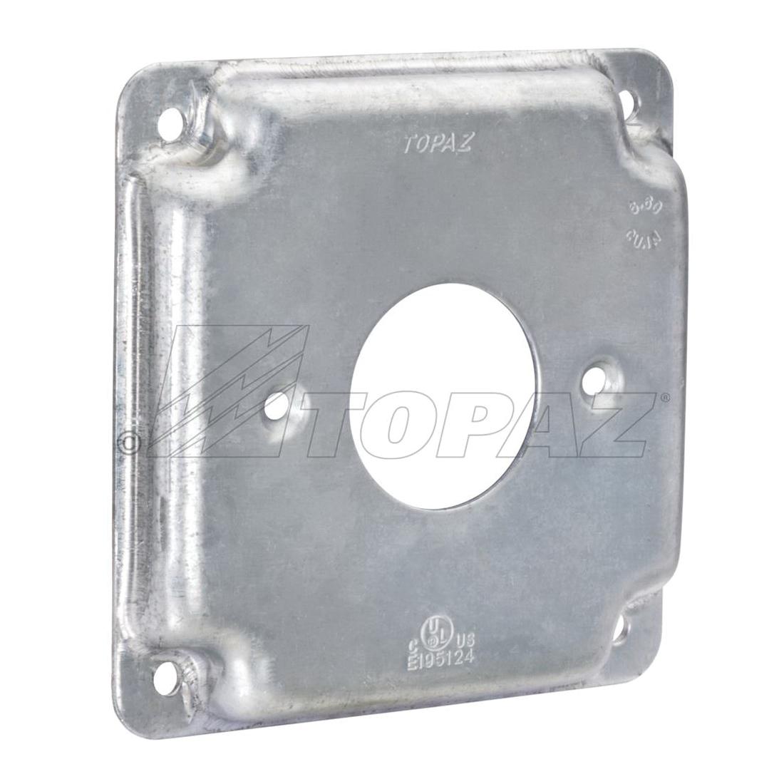 C2244 Industrial Cover, 4 in L x 4 in W x 5/8 in Depth, (1) 15 A 1.406 in Diameter Hole, 5/8 in Raised Cover, Steel